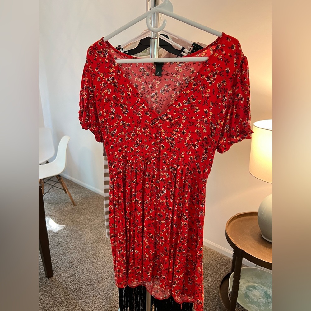 Floral red dress